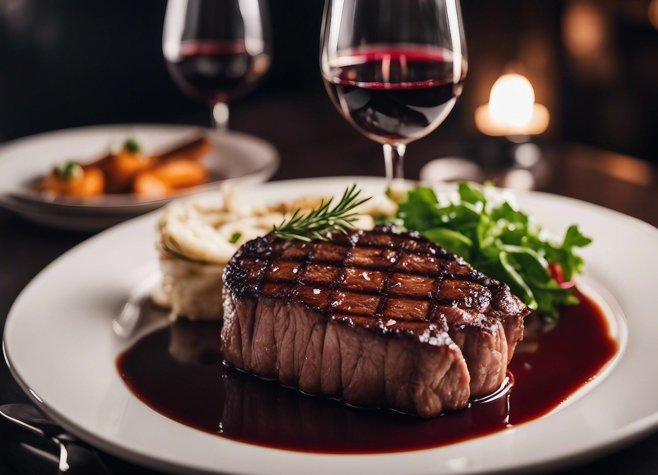 A gourmet steak dinner at Rogue Valley Manor with a side of mashed potatoes and greens.